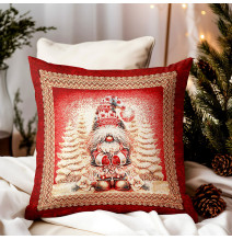 Luxus karácsonyi elf gobelin párnahuzat arany Lurex szálakkal