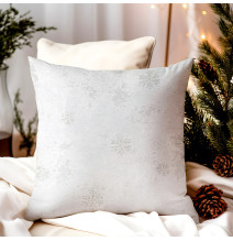 Karácsonyi Chenille párnahuzat hópelyhek lurexszel