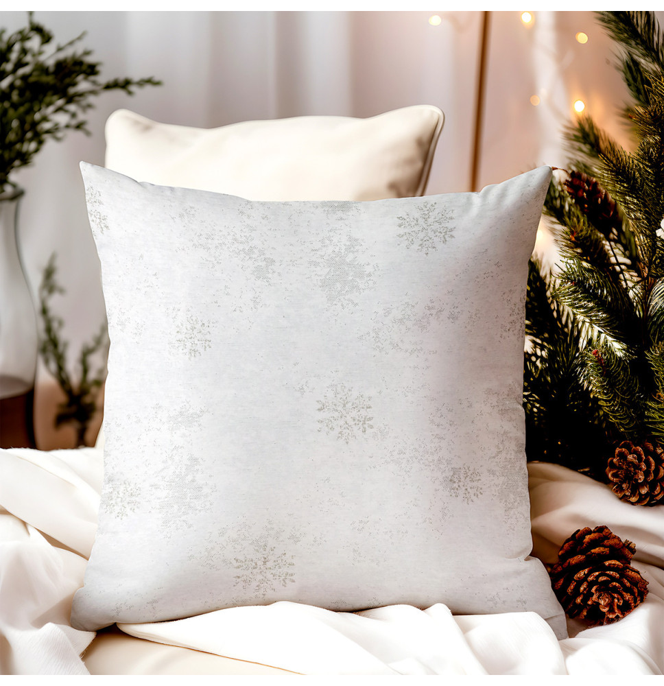 Karácsonyi Chenille párnahuzat hópelyhek lurexszel