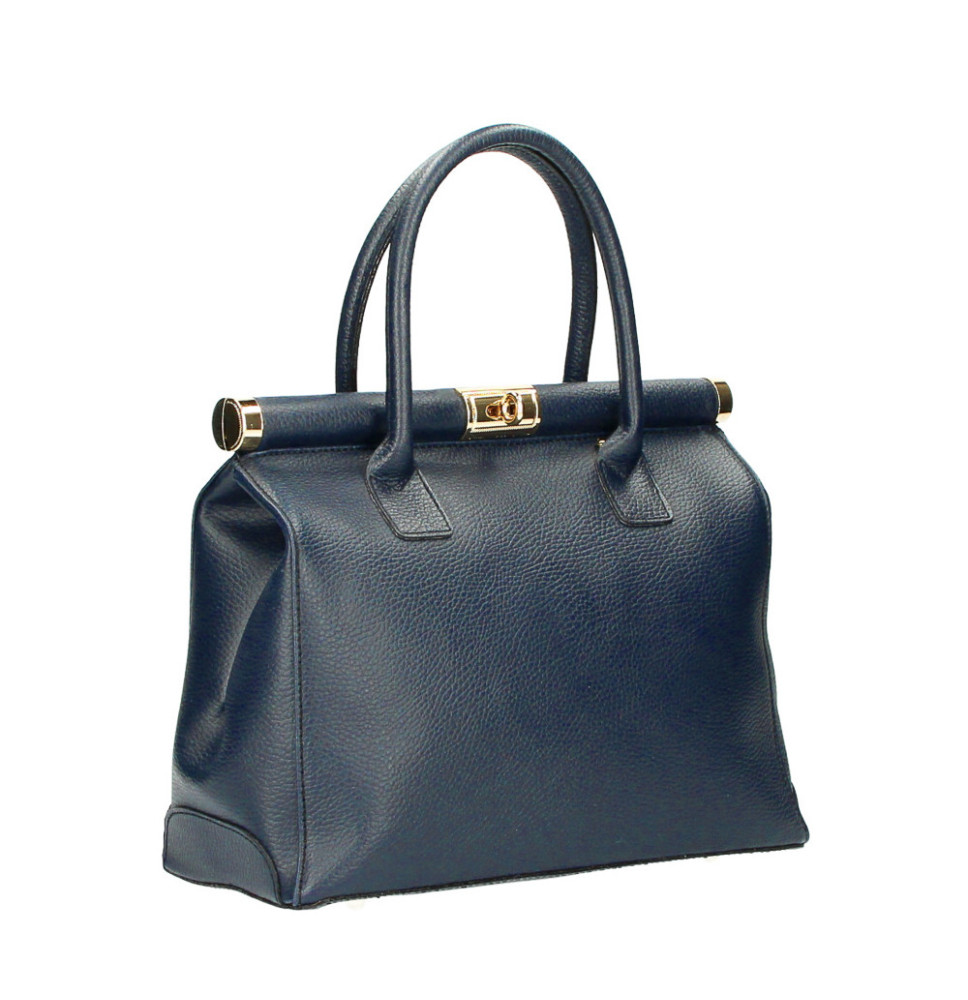 Bőr kézitáska 501 sötétkék Made in Italy