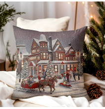 Karácsonyi gobelin párnahuzat lurexszel