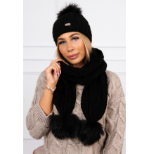 Női téli kalap és sál MIK199 fekete