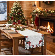 Luxus karácsonyi gobelin asztali futó lurexszel - karácsonyi füzér