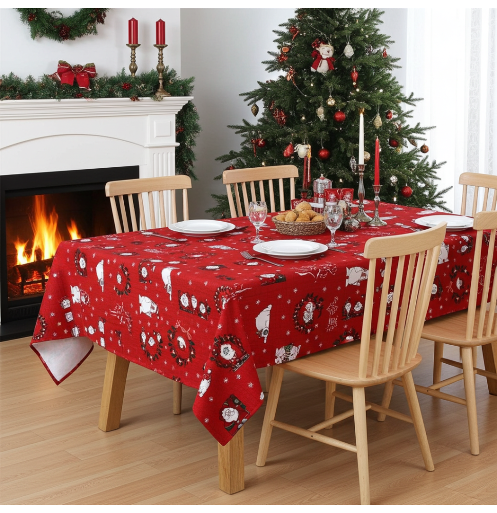 Karácsonyi terítő  Mikulás pirosban