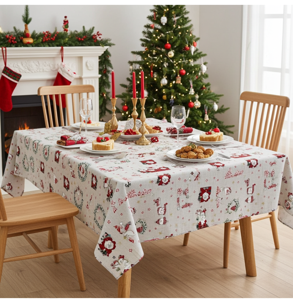 Karácsonyi terítő Mackó bézs