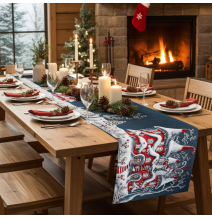 Gobelin terítő Varázslatos téli ház Chenille IT038