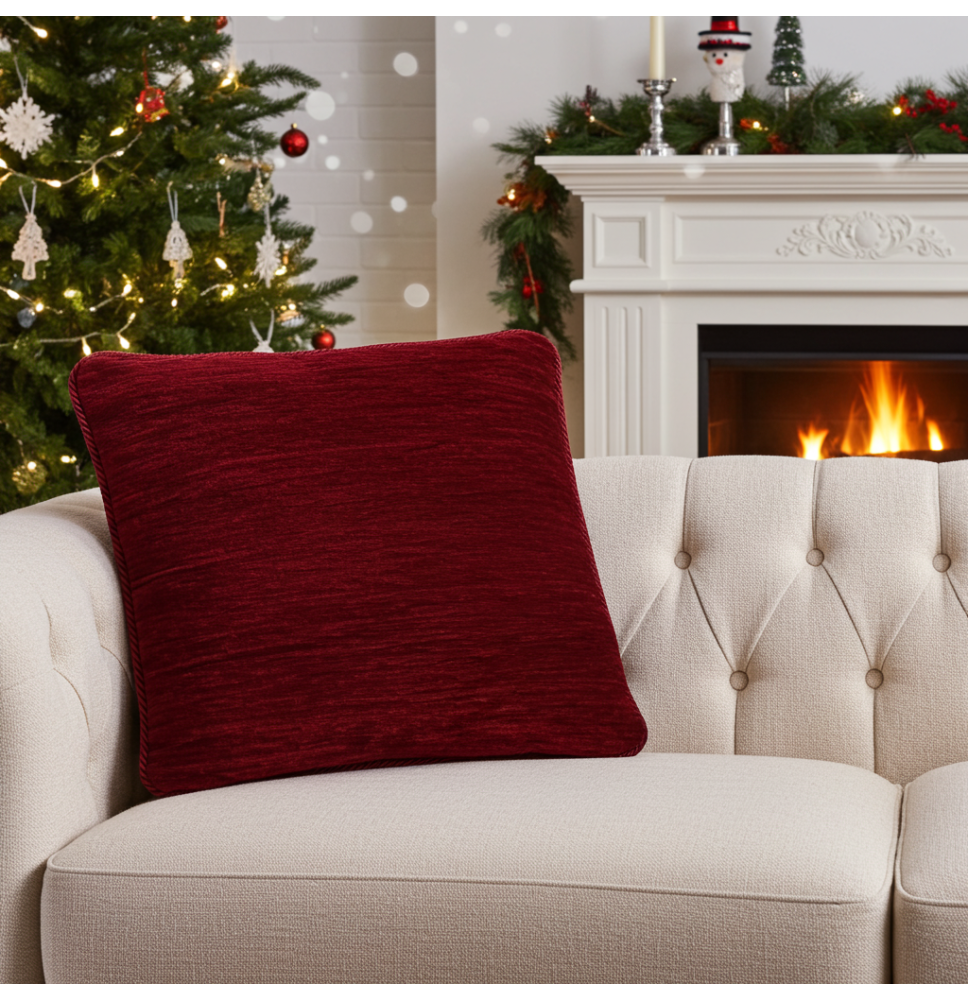 Párnahuzat gobelin 42x42 cm Burgundia Chenille IT150