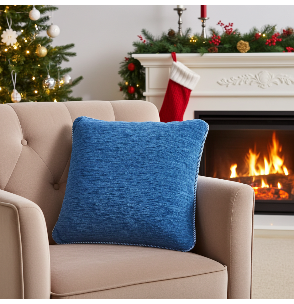 Párnahuzat gobelin 42x42 cm égszínkék Chenille IT150