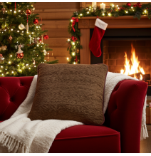 Párnahuzat gobelin 42x42 cm barna Chenille IT150