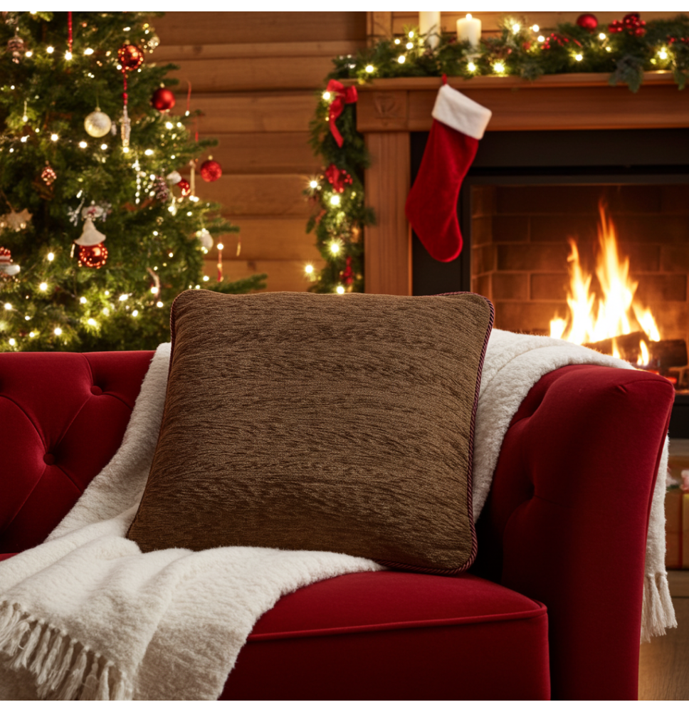 Párnahuzat gobelin 42x42 cm barna Chenille IT150