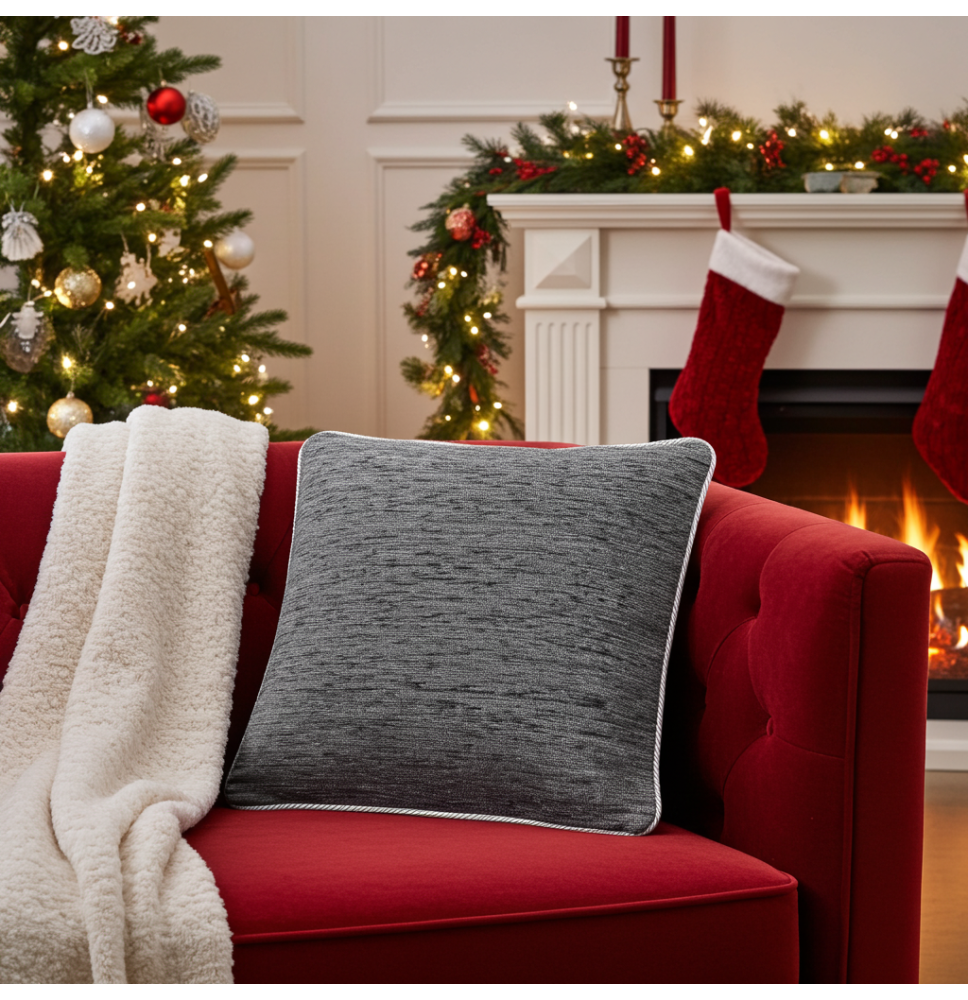 Párnahuzat gobelin sötét szürke Chenille IT150