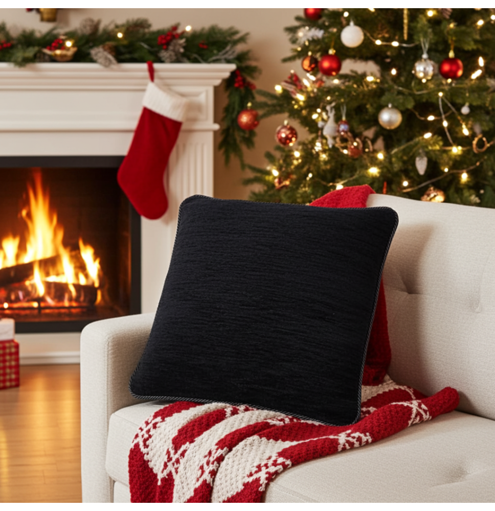 Párnahuzat gobelin 42x42 cm fekete Chenille IT150