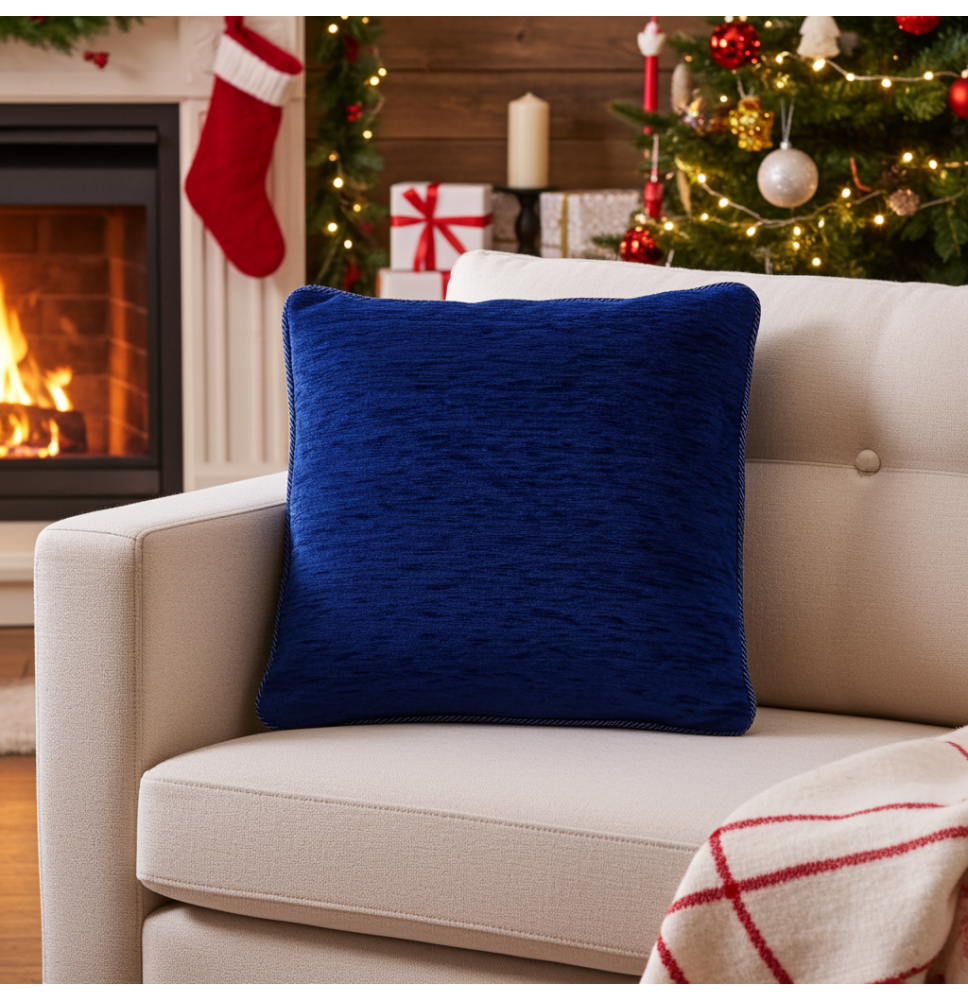 Párnahuzat gobelin 42x42 cm azúrkék Chenille IT150