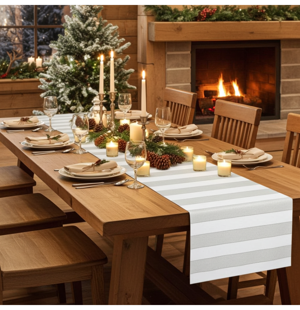 Luxus asztali futó arany csíkokkal lurexszel