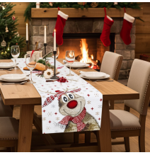 Karácsonyi zsenília terítő vidám rénszarvas motívummal Chenille IT031