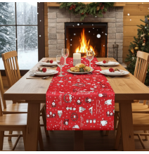Karácsonyi asztali futó Mikulás pirosban