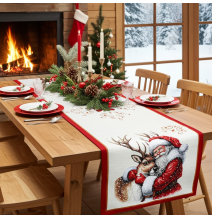 Karácsonyi Gobelin Asztali Futó Lurexszel – Mikulás