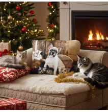 Szigetelt párna Bulldog és cica 40x40 cm