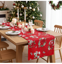 Karácsonyi asztali futó Karácsonyi rózsák piros