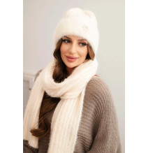 Női kalap és sál CZ7 krém