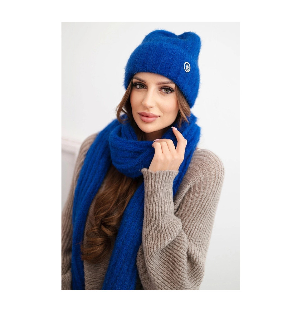 Női kalap és sál CZ7 azúrkék