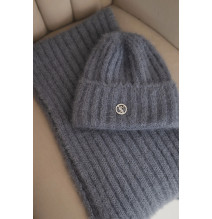 Női kalap és sál CZ7 sötét szürke