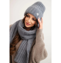 Női kalap és sál CZ7 sötét szürke