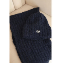 Női kalap és sál CZ7 sötétkék