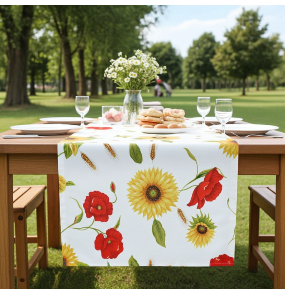 Asztali futó 50x150 cm Napraforgó és vadmák