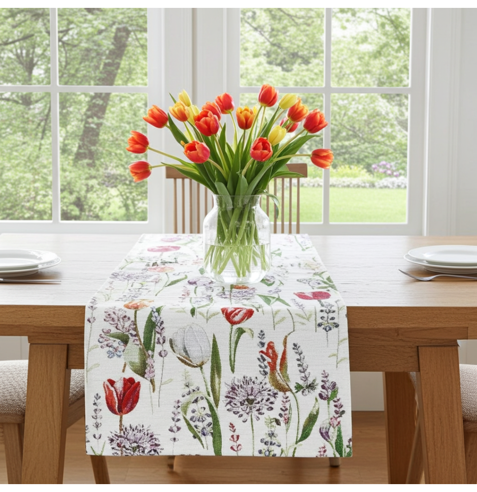 Gobelin asztalterítő Tulipánok Chenille 1187B