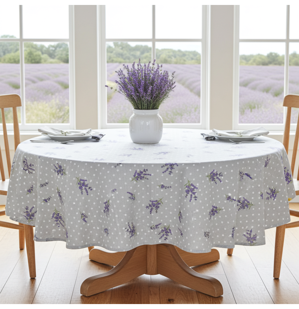 Kerek terítő Levendula pöttyökkel