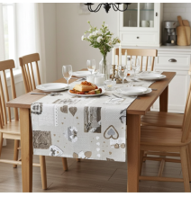 Futófelület az asztalon szürkésbarna szívek