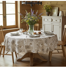 Kerek terítő, finom szürkésbarna szívek