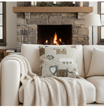 Párnahuzat szürkésbarna szív