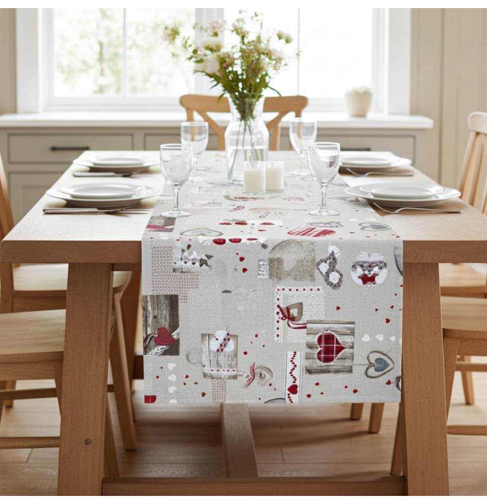 Futófelület az asztalon piros szívek