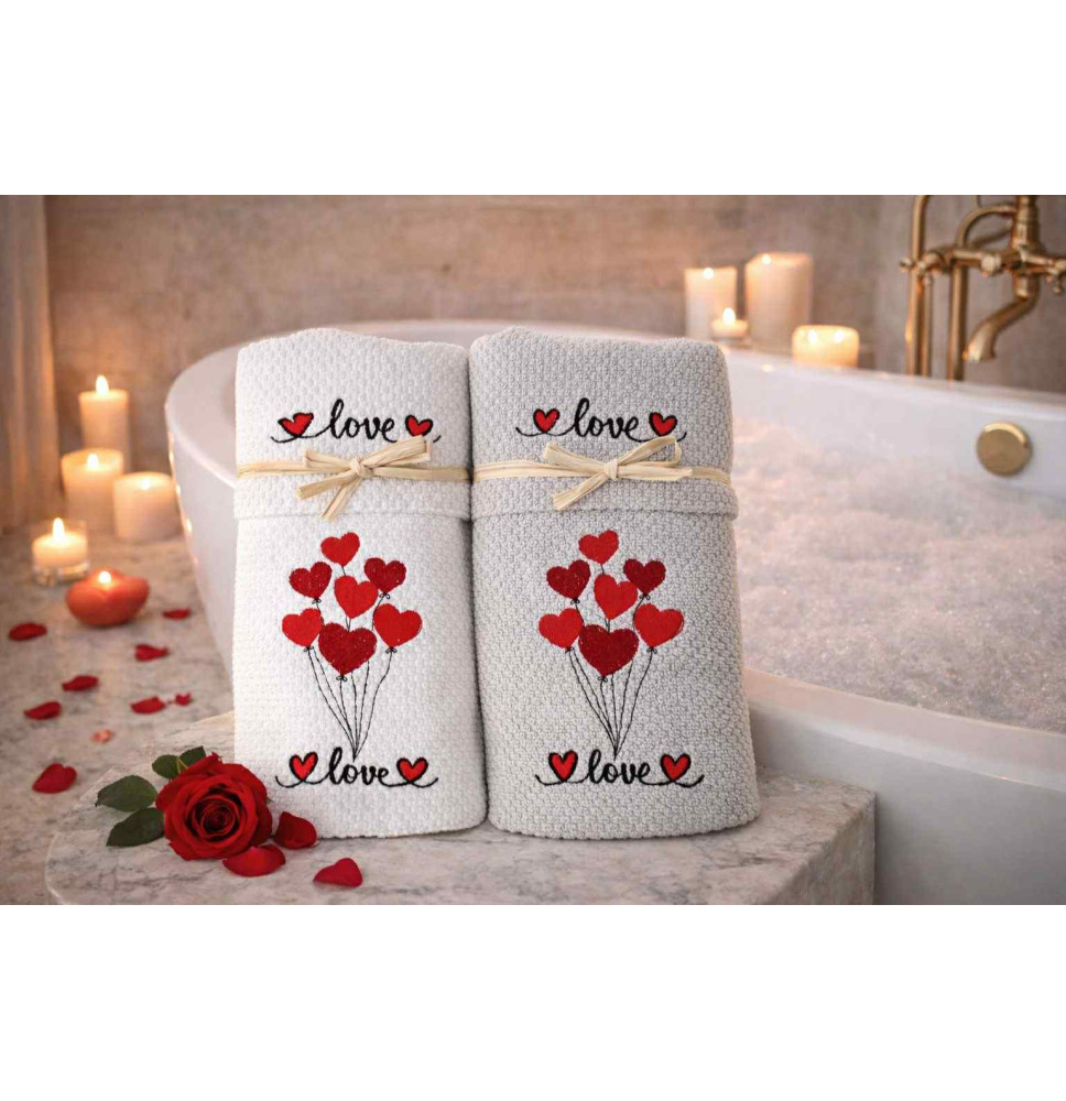 Ajándék készlet 2 frottír törölközőből LOVE MIGDU21 40x60 cm + 50x100 cm