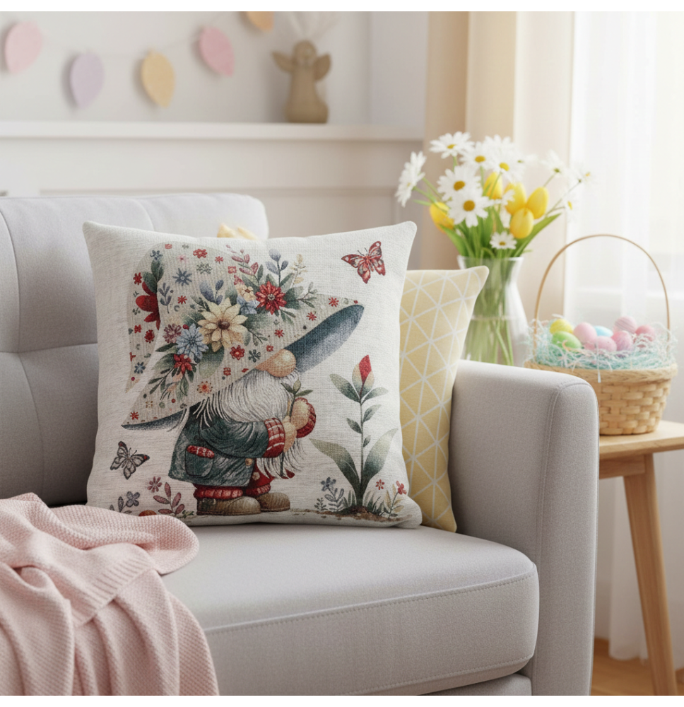 Párnahuzat gobelin Tavaszi manó Chenille IT118