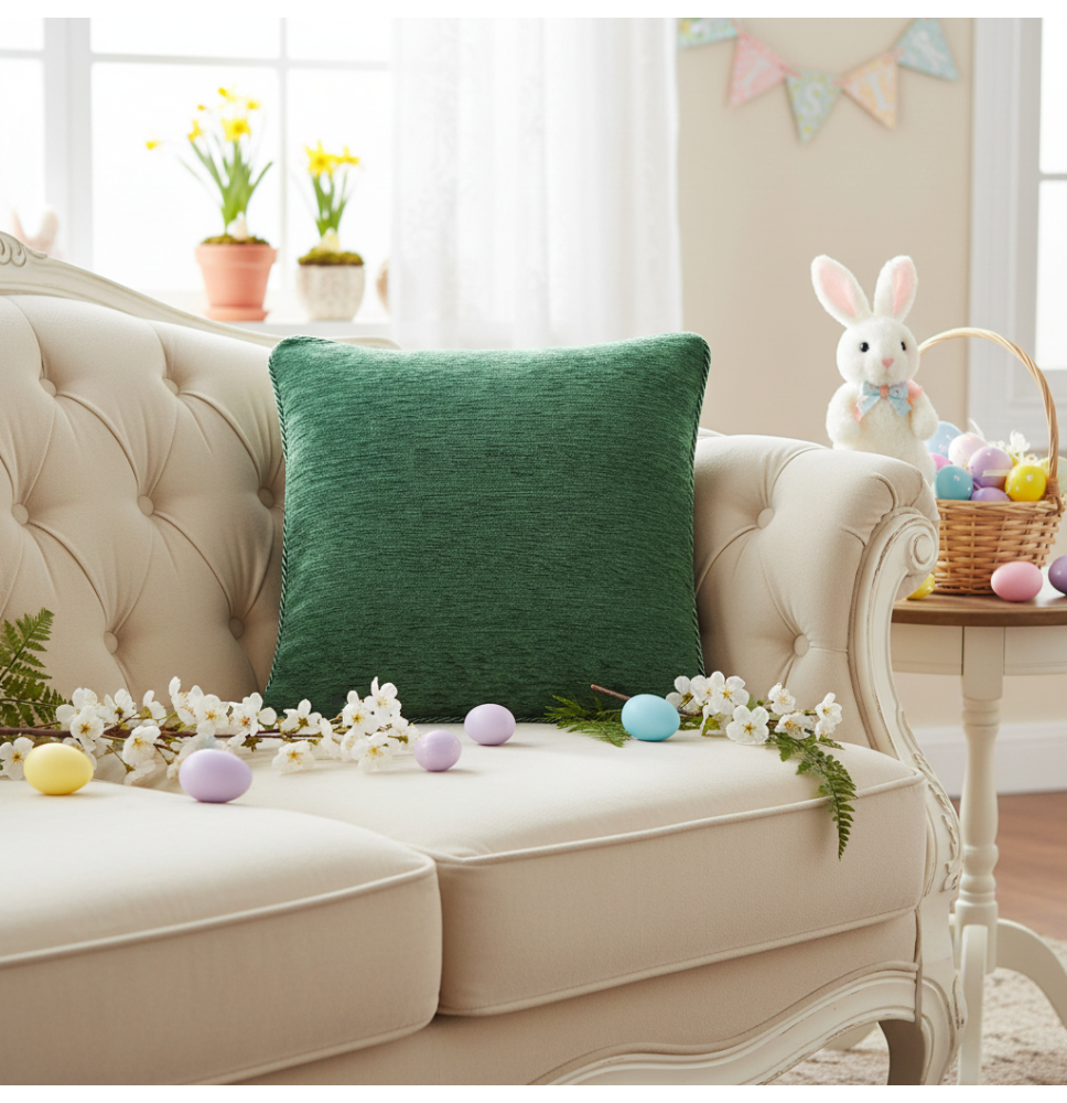 Párnahuzat gobelin sötétzöld Chenille IT150