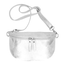 Bőr deréktáska 678 ezüst Made in Italy