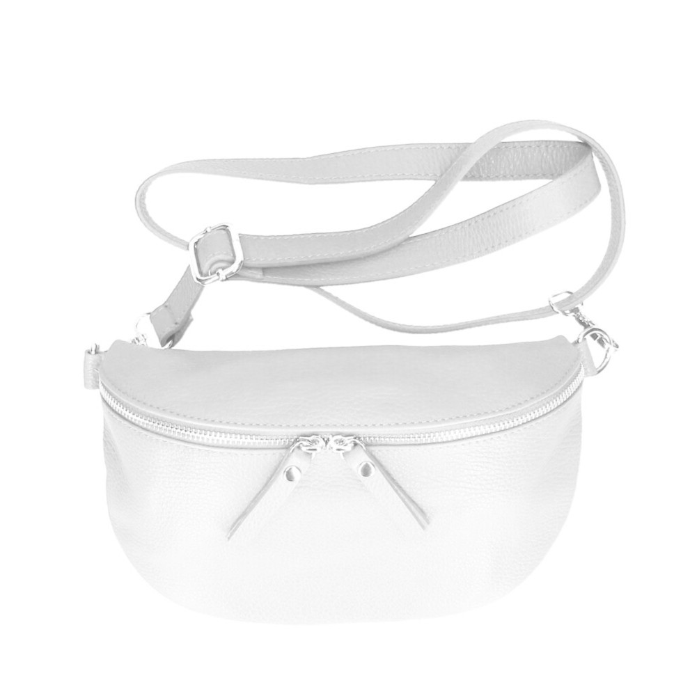 Bőr deréktáska 678 fehér Made in Italy