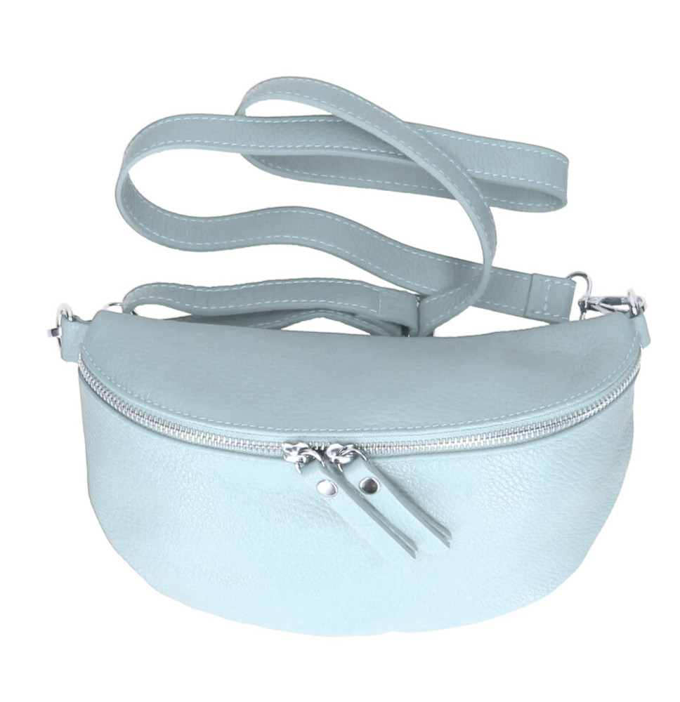 Bőr deréktáska 678 világoskék Made in Italy