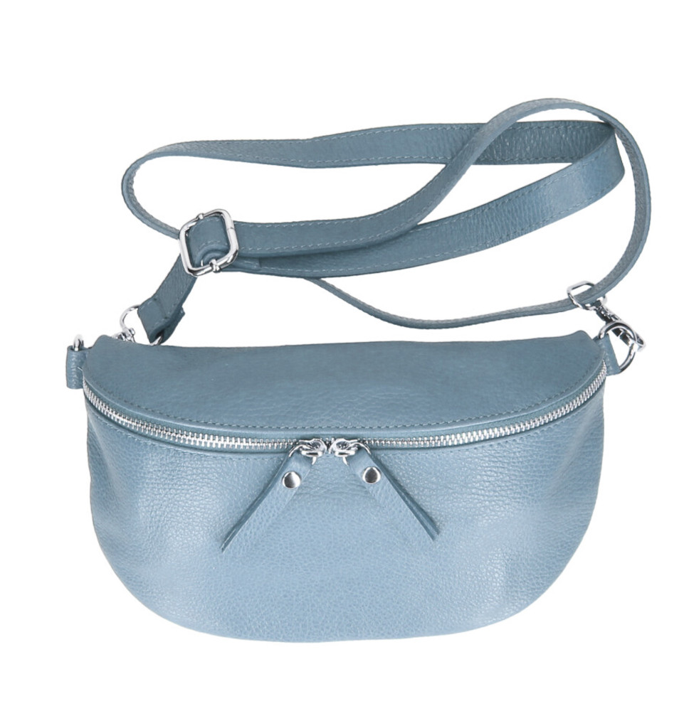 Bőr deréktáska 678 égszínkék Made in Italy
