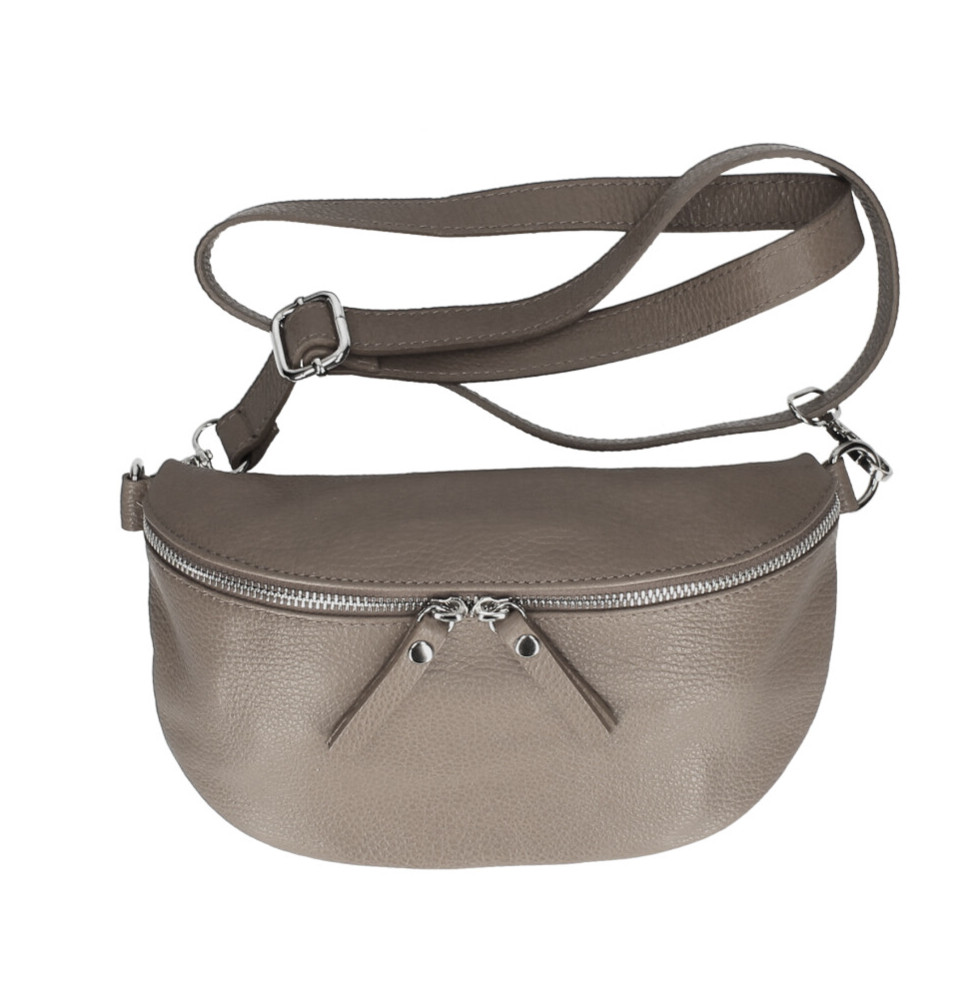 Bőr deréktáska 678 sötét szürkésbarna Made in Italy