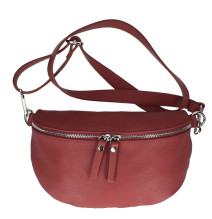 Bőr deréktáska 678 sötétvörös Made in Italy