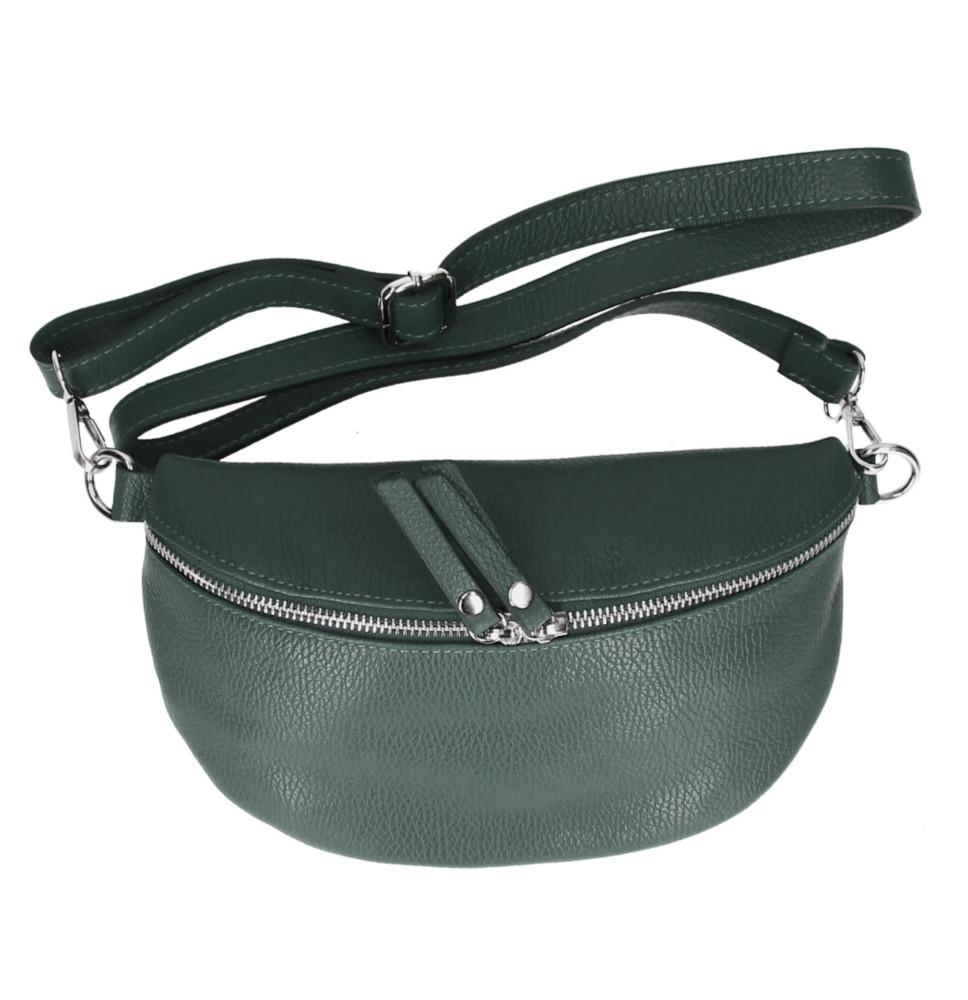Bőr deréktáska 678 sötétzöld Made in Italy