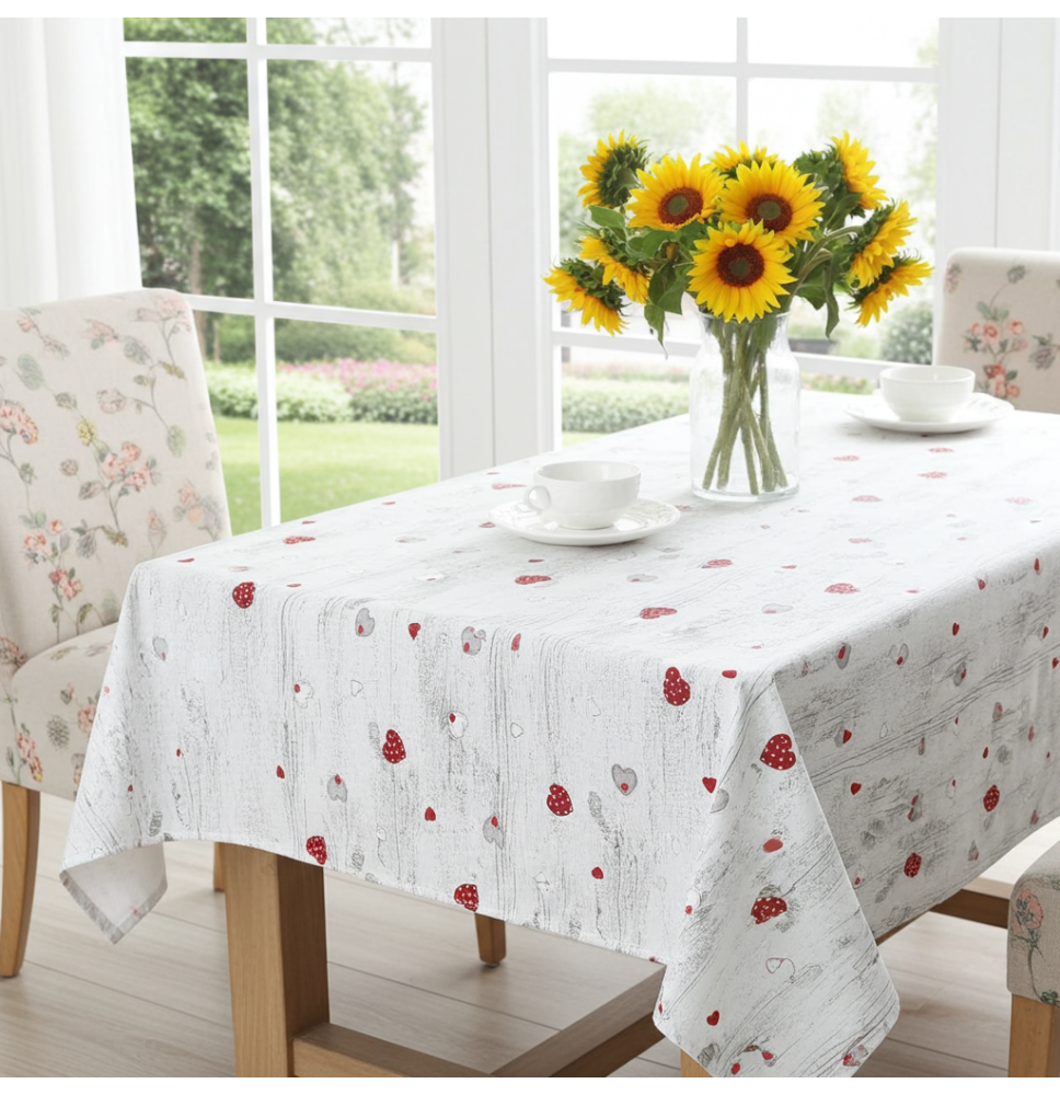 Pamut terítő piros szívek