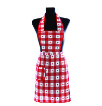 Pamut konyhai kötény piros, szívekkel