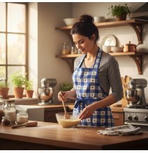 Pamut konyhai kötény kék, szívekkel