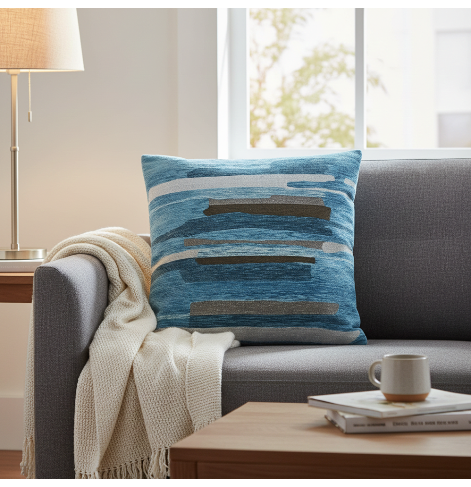 Párnahuzat gobelin Fuji kékeszöld Chenille IT122