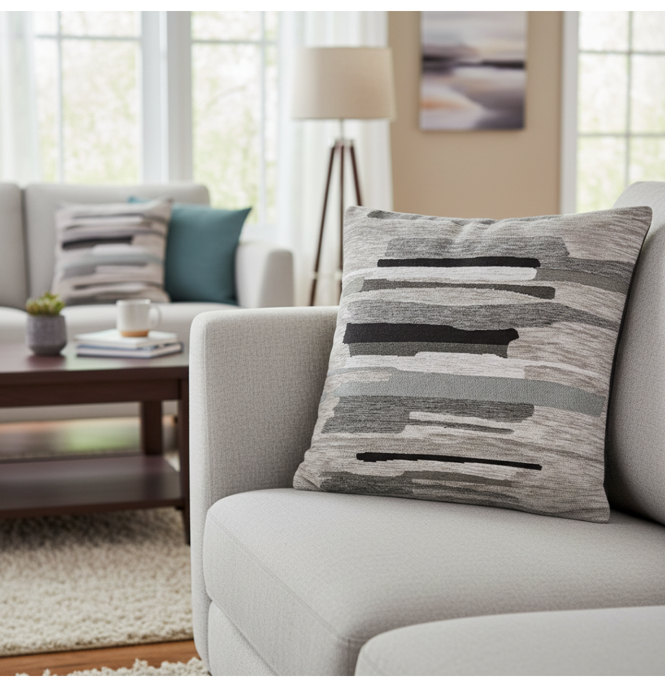 Párnahuzat gobelin Fuji szürke Chenille IT122